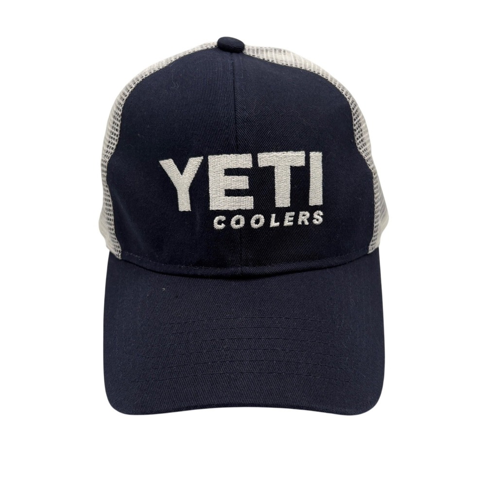 YETI Coolers Trucker Hat Unisex OSFA Navy Blue Excellent Snapback Mesh Cap